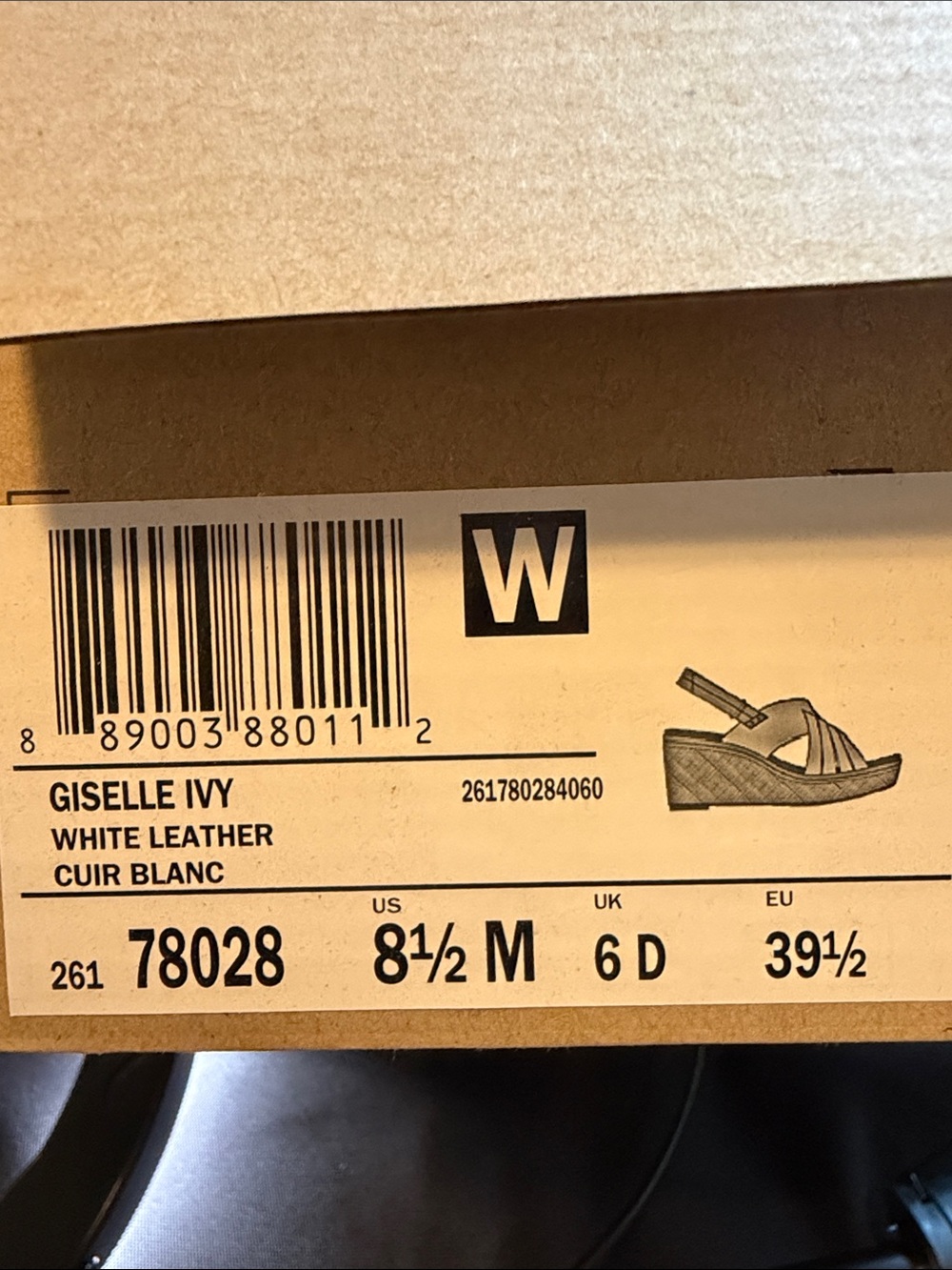 Clarks White Leather Cork Wedge Sandals - Picture 2 of 7